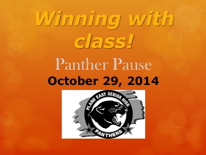 Panther Pause- Wednesday, October 29, 2014