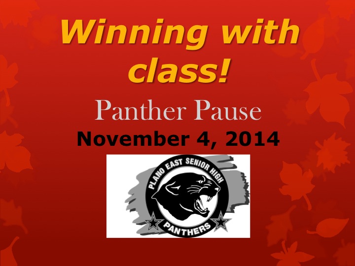 Panther Pause- Tuesday, November 4, 2014