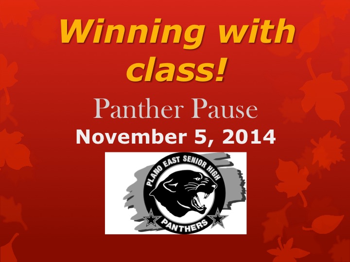 Panther Pause- Wednesday, November 5, 2014