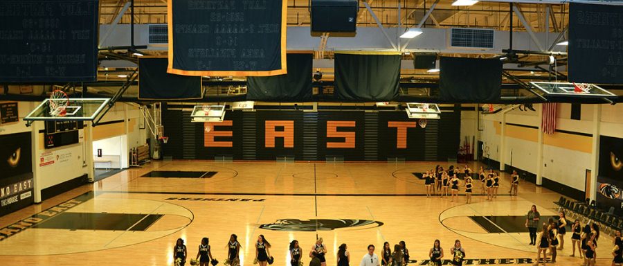 The gym before the pep rally begins.