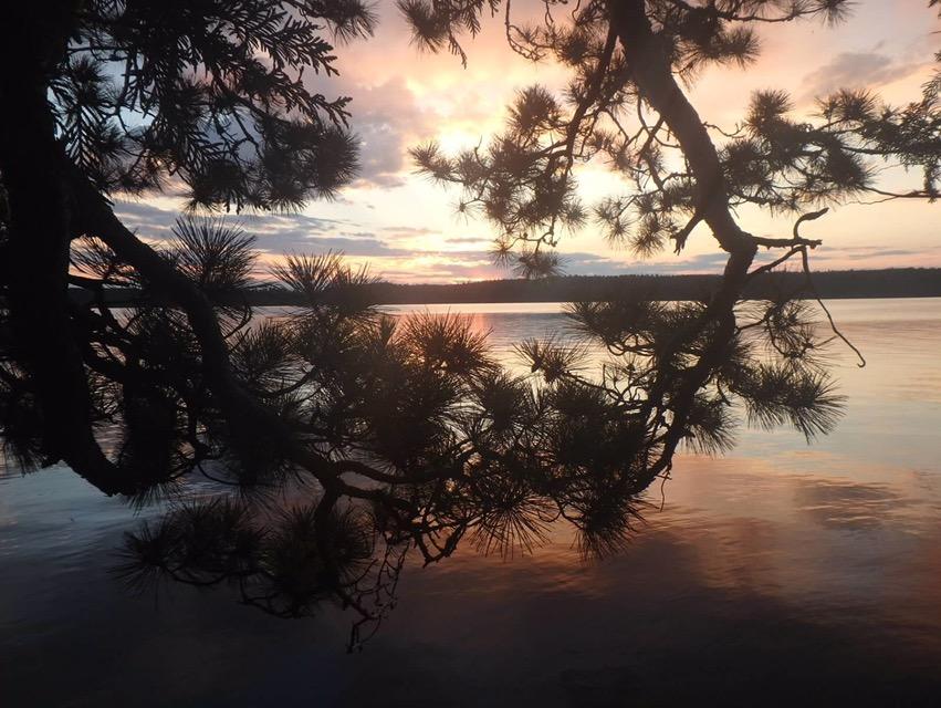 Sunset overlooking the border between America and Canada at American Point, M.N.