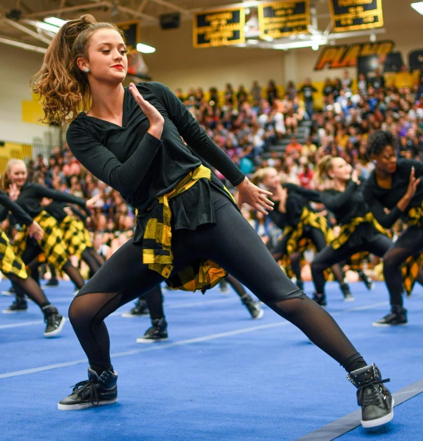 Senior lieutenant Kaytie Cooke standing front-center at the pep rally on Sept. 13, 2019. 