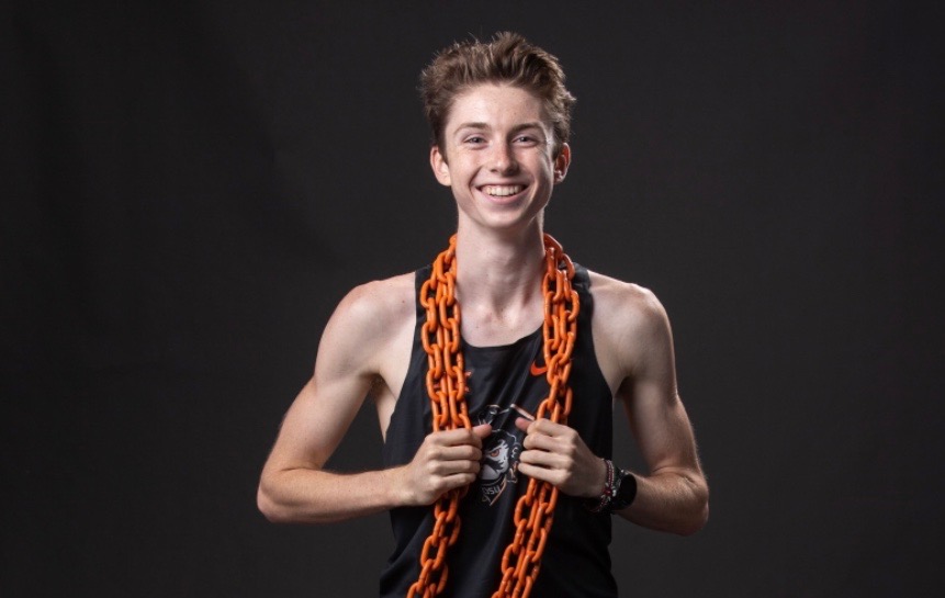 Senior Grant Wilcox poses in Oklahoma State University gear.