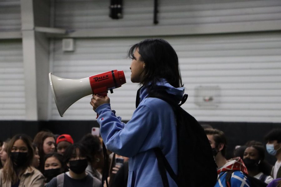 Raesa Khawaja speaks on sexual misconduct at the protest on Feb. 18