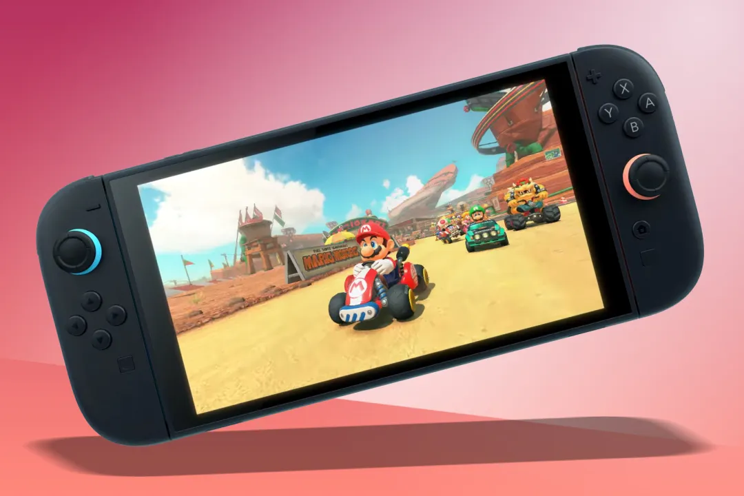 The new Switch 2 with the new Mario Kart. Photo from Stuff TV.